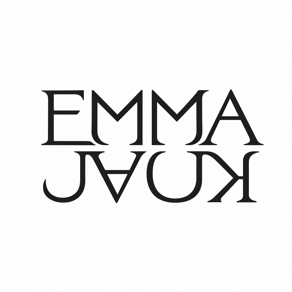 EMMA · JACK — Classic Gothic ambigram tattoo concept