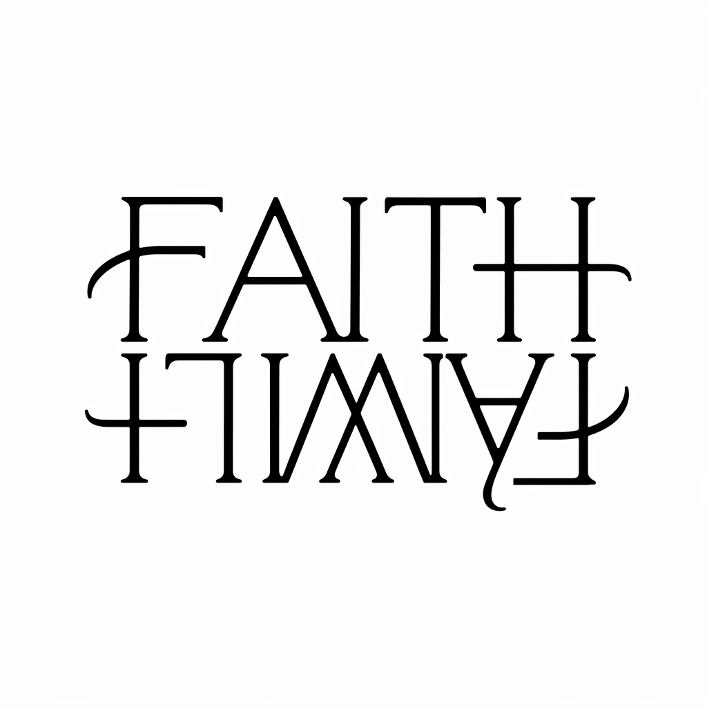 FAITH · FAMILY — Gothic Blackwork ambigram tattoo concept