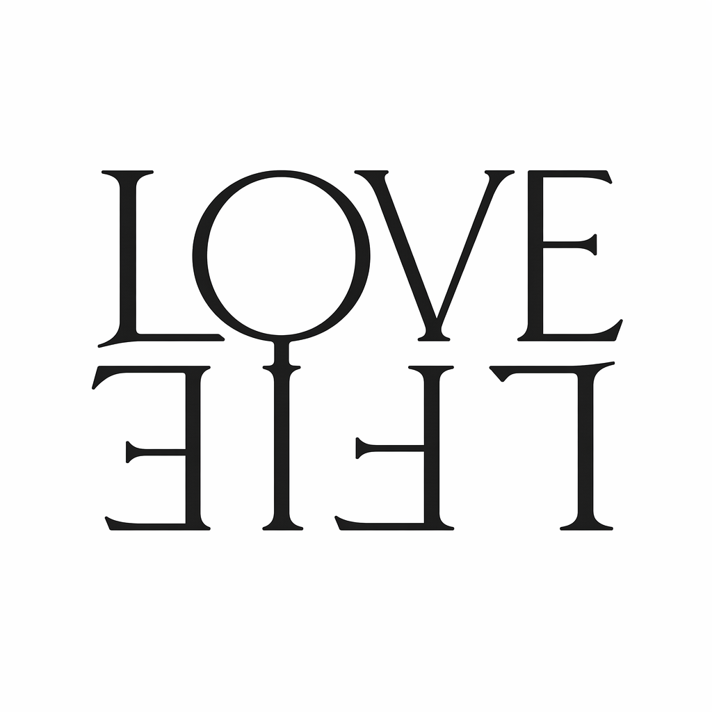 LOVE · LIFE — Classic Gothic ambigram tattoo concept